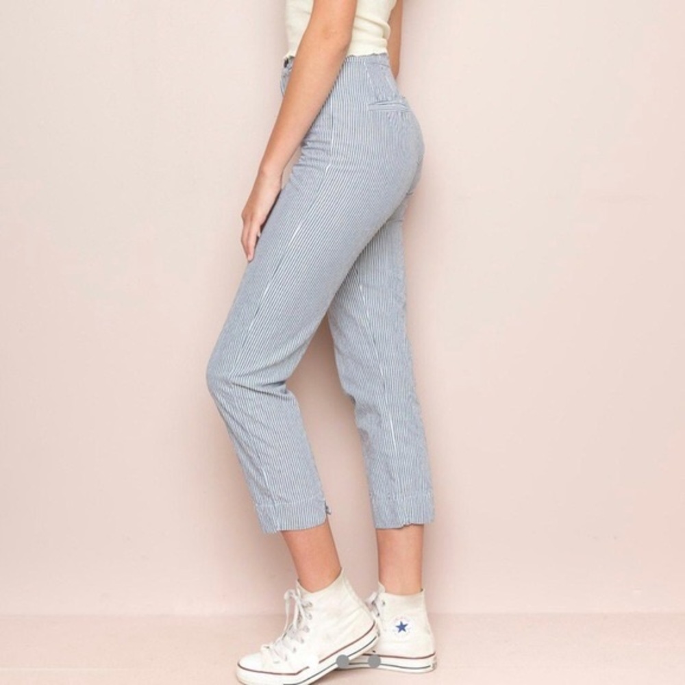 Brandy Melville Striped Pants White and Blue